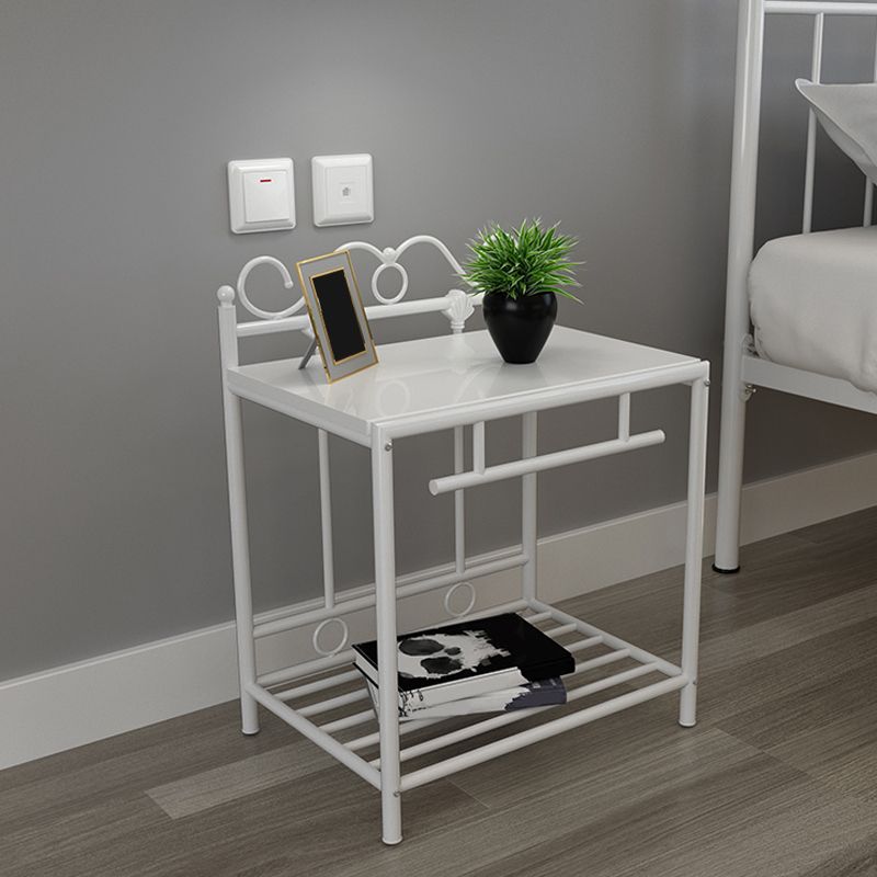 Industrial 2 Shelves Night Table Wooden Nightstand for Bedroom