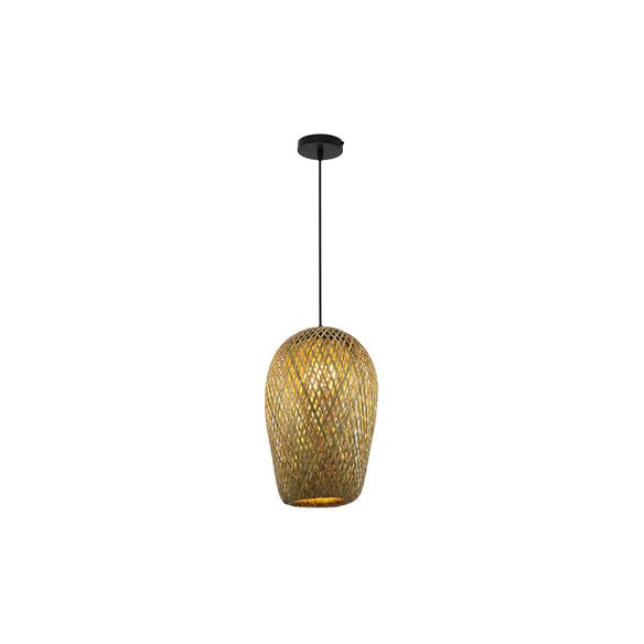 Hand Woven Hanging Light Countryside Rattan 7"/7.5" W 1 Bulb Beige Pendant Lamp with Dome Shade for Dining Room