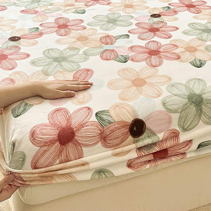 Cotton Sheet Set Flower Printed Wrinkle Resistant Super Soft Bed Sheet Set