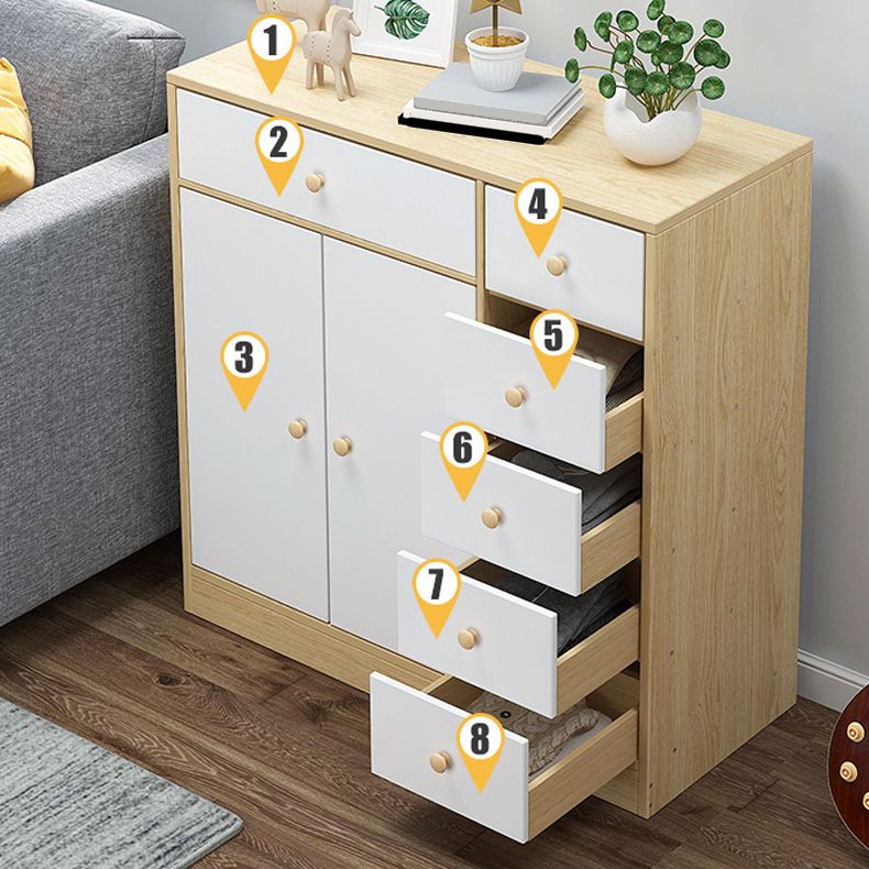 Contemporary Accent Cabinet with 6 Drawers in Wood Storage Cabinet