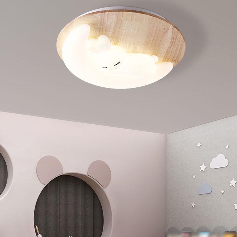 Close to Ceiling Lighting Simple Style LED Wooden Close to Ceiling Lamp