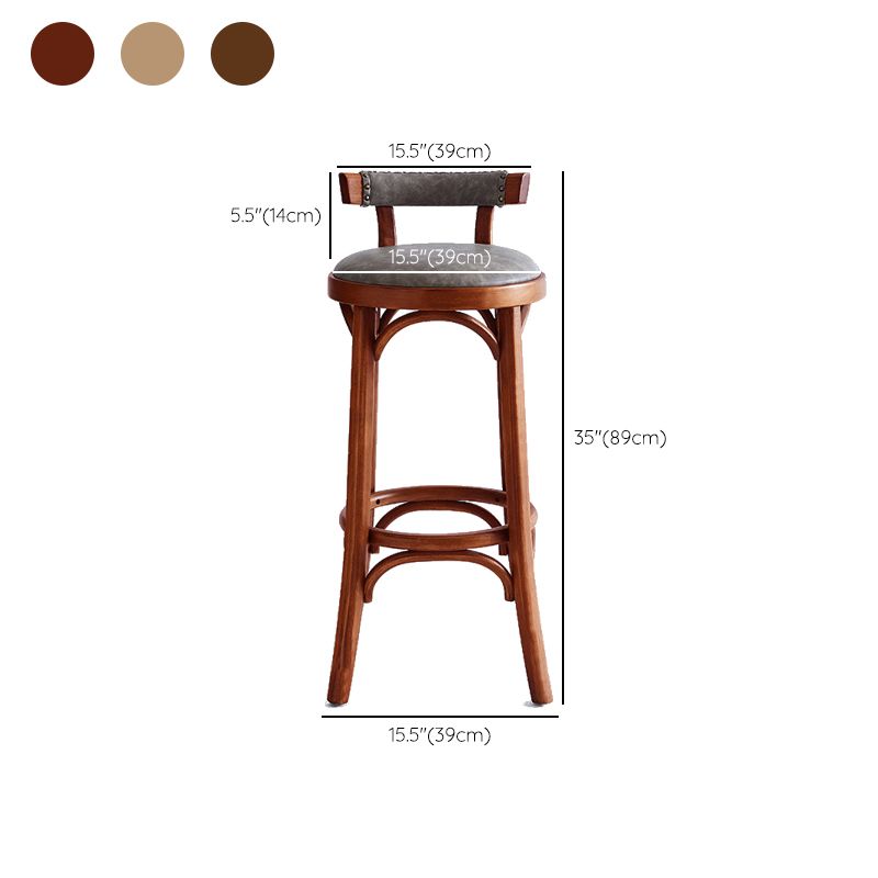 Contemporary Low Back Bar stool PU Leather Counter Bar Stool with Wooden Legs