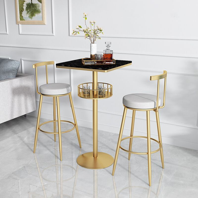 Glam Faux Marble Bistro Tableau Indoor Fer Indoor Single Piedstal Bar Dining Table Table fixe