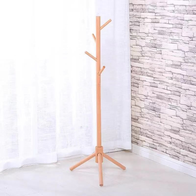 Modern Style Coat Rack Solid Pine Wood Free Standing Hooks Design Coat Rack