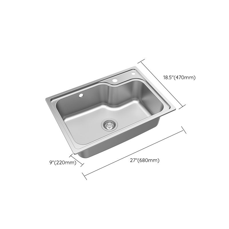 Modern Kitchen Sink Stainless Steel with Basket Strainer and Drain Assembly Sink Only