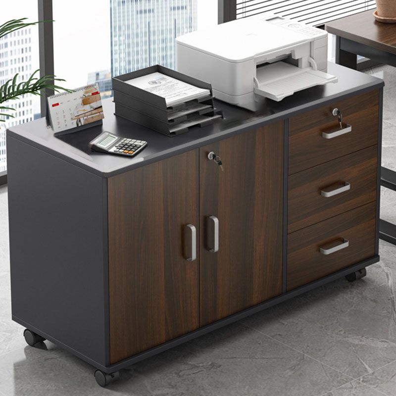 Modern File Cabinet Wood Lock Storage Filing Cabinet with Wheels