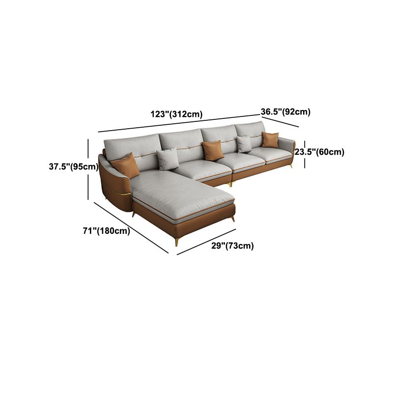 Sloped Arm Sectional Modern 5-seater Faux Leather Sectional Sofa