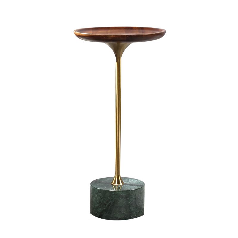 Pedestal Design Cocktail Table Brown Wood Top Marble Pedestal Coffee Table