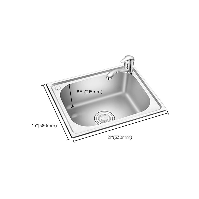 Stainless Steel Sink Drop-In Single Bowl Kitchen Sink with Basket Strainer