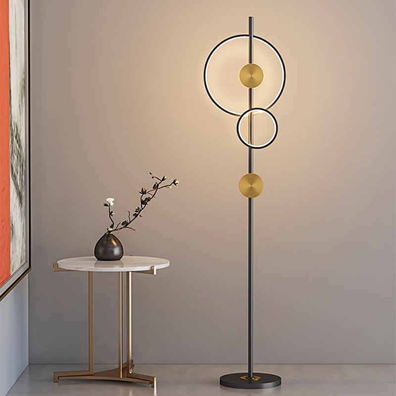 Metal Funnel Shape Floor Lamp Modern Style 2 Lights Floor Lamp Fixture in Black