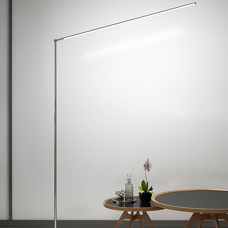 Line Shaped LED Floor Light Simplicity Aluminum Chrome Stand Up Lamp for Studio