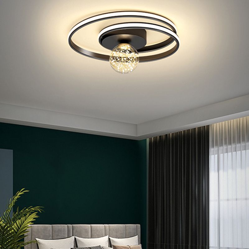 Round Shade Multi-Lights Flush Mount Modern Style Flush Mount Ceiling Light Fixture in Black