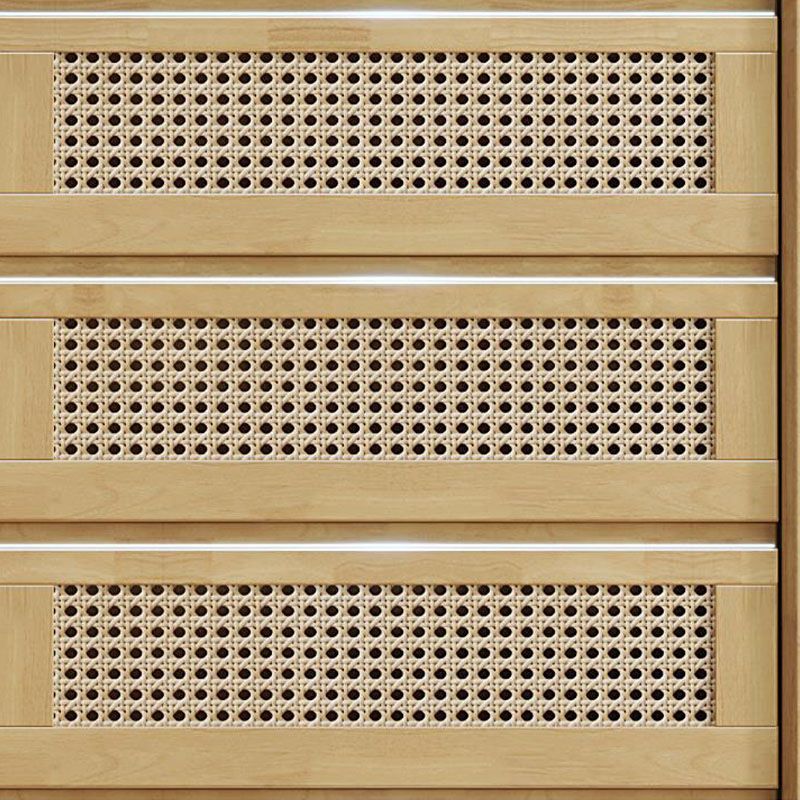 25.6" W Rattan Accent Chest in Rubberwood with Storage Drawers