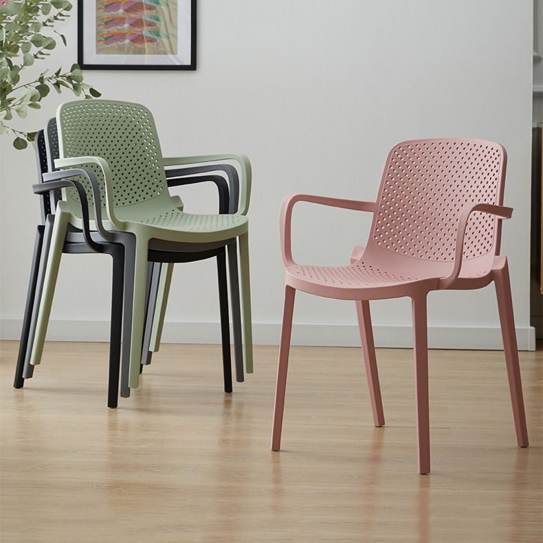 Plastic Modern Contemporary Kitchen Chair Arm Solid Back Dining Room Chair