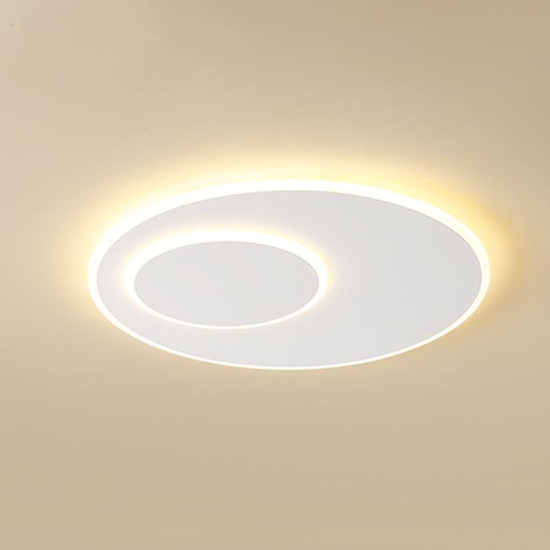 Geometry Shape Ceiling Flush Modern Style Metal 2 Light Ceiling Mounted Lights in White