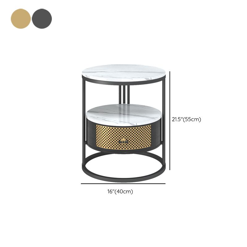 Modern Accent Table Nightstand Open Storage Nightstand with Drawer