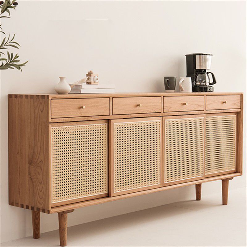 Solid Wood Storage Sideboard Modern Rectangle Server for Dining Room