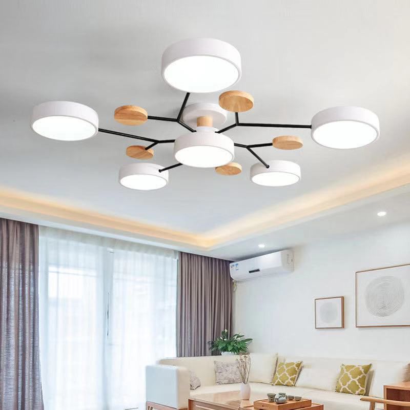 Nordic Style Ceiling Lighting Metal Semi Flush Mount for Living Room