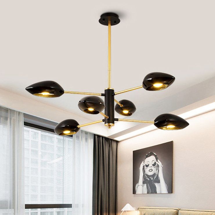 Ellipse Dining Room Hanging Light Contemporary Metal 5/6/8 Lights Black/White Chandelier Light Fixture