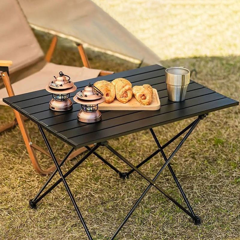 Black Rectangle Removable Camping Table Contemporary Aluminum Camping Table