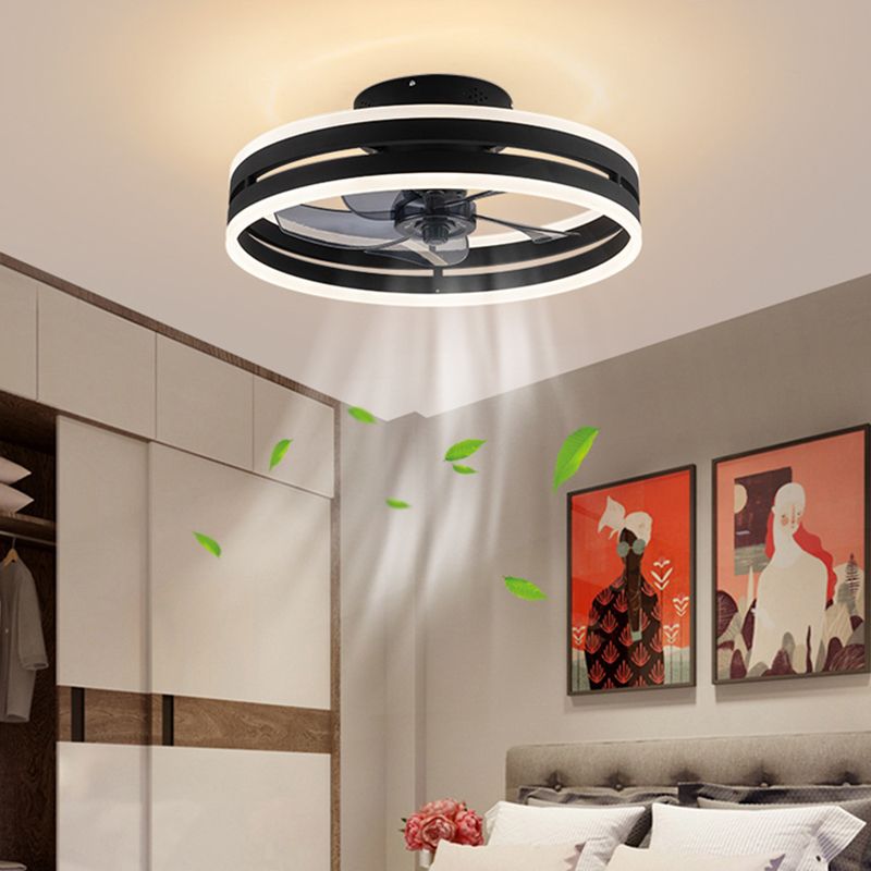 Acrylic Loop Shaped Fan Lamp Simplicity LED Semi Flush Mount Ceiling Light Fixture for Bedroom