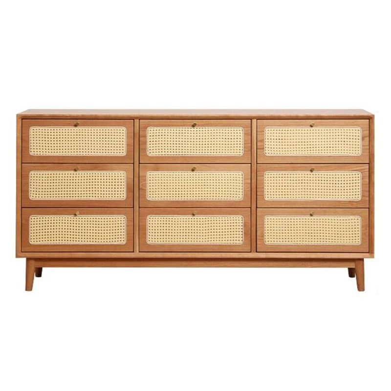 Modern Beige Sideboard Simple Pine Wood Buffet Table with Drawer for Dining Room