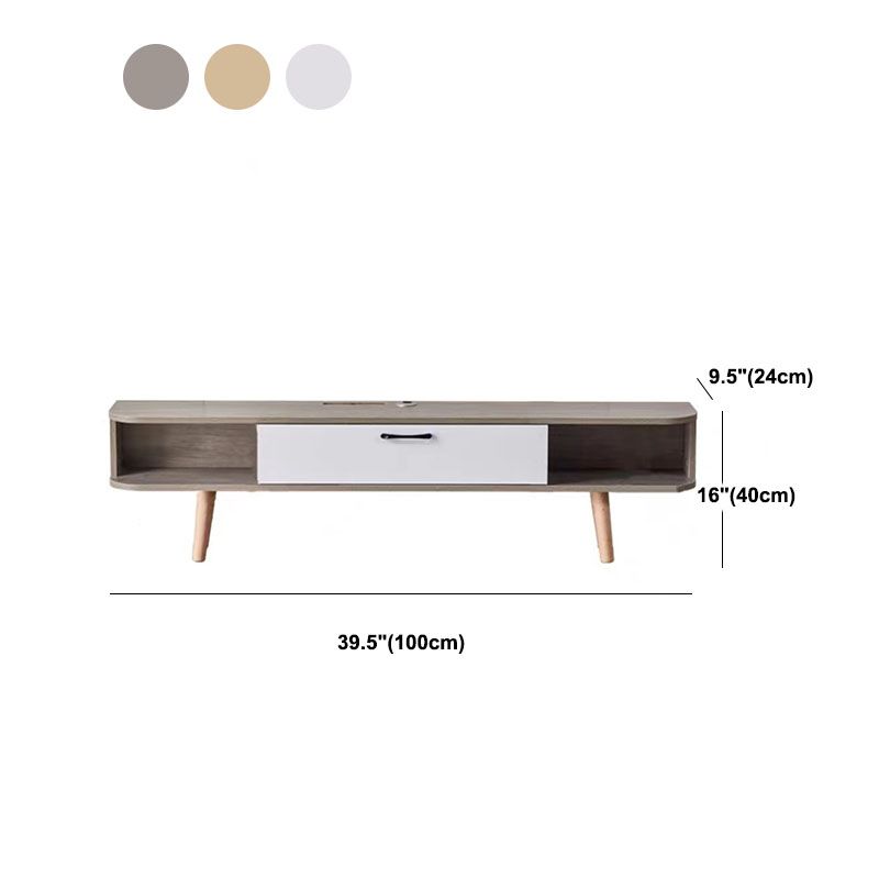 15.75-inch High TV Console Scandinavian Wood TV Console Stand With Open Shelf