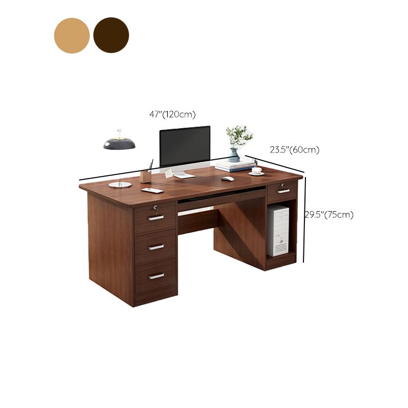 Engineered Wood Writing Desk Modern Executive Desk with Drawers