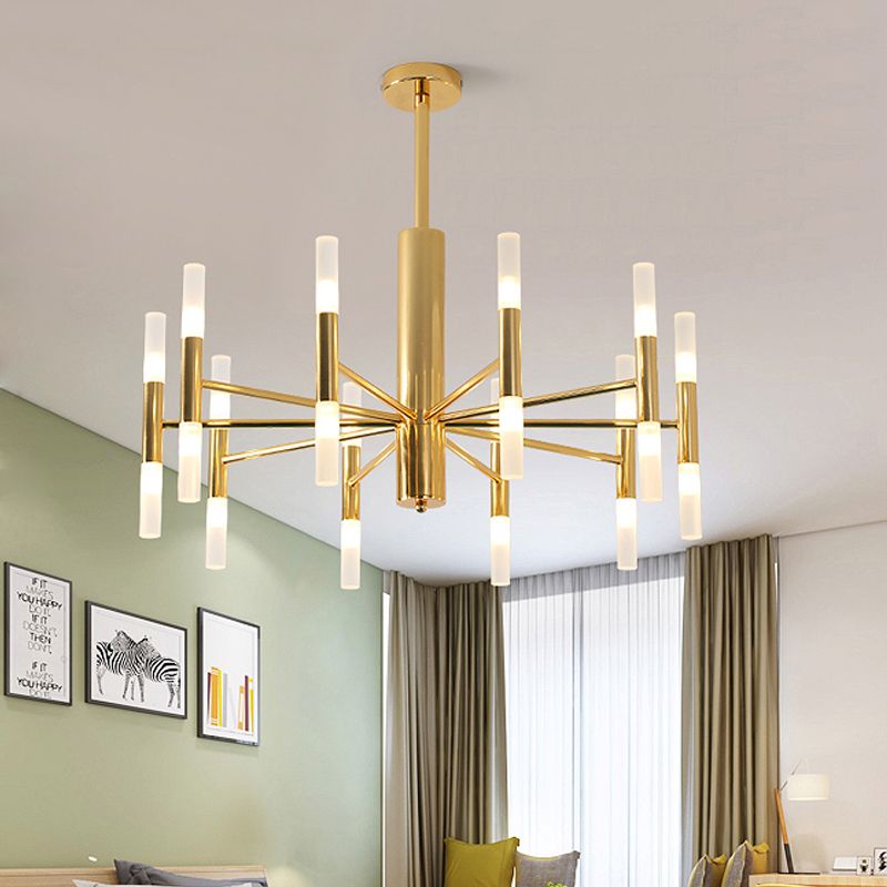 Lustre en verre blanc de 27 "/ 39" de large Poste de lustre moderne multiples modernes LED suspendue