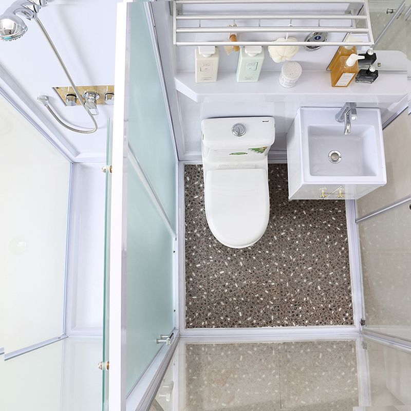 Contemporary Shower Enclosure Frosted Rectangle Shower Enclosure in White