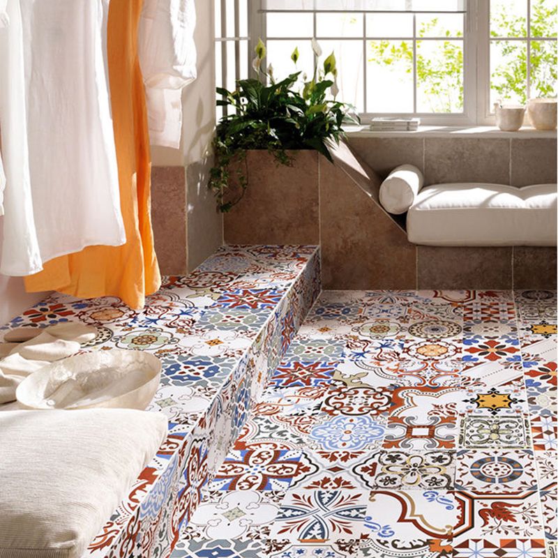 Morocco Square Tile Flower Pattern Singular Tile for Bathroom