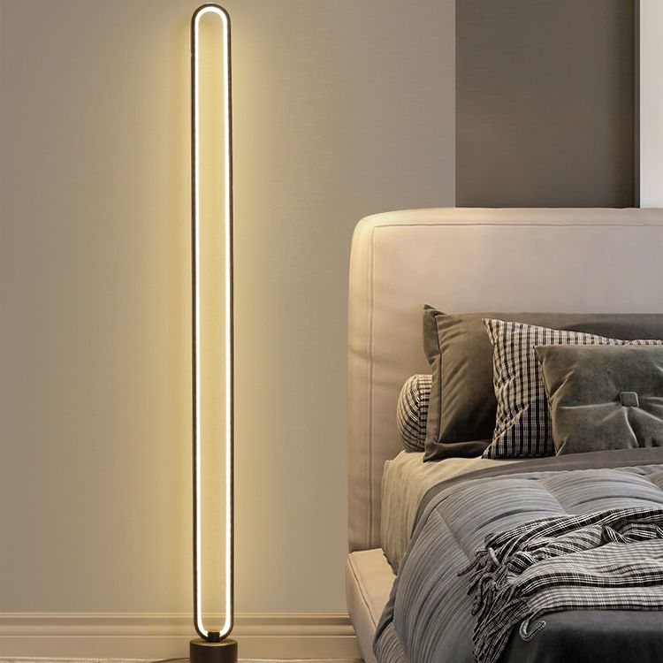 Minimalist Halo Floor Light Metal Living Room LED Standing Floor Lamp with Acrylic Shade