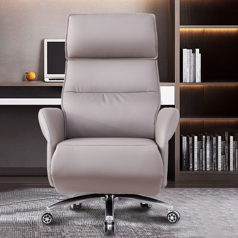 29" Wide Contemporary Managers Chair Gray Leather Executive Chair