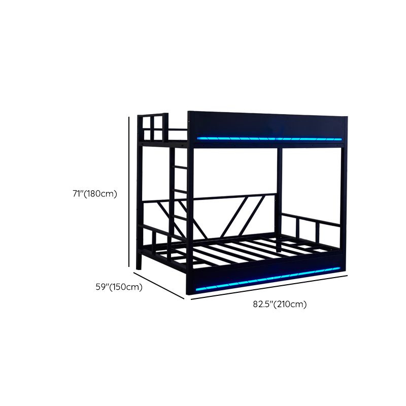 Contemporary Bunk Bed Metal Black with Guardrail No Theme Slat Headboard