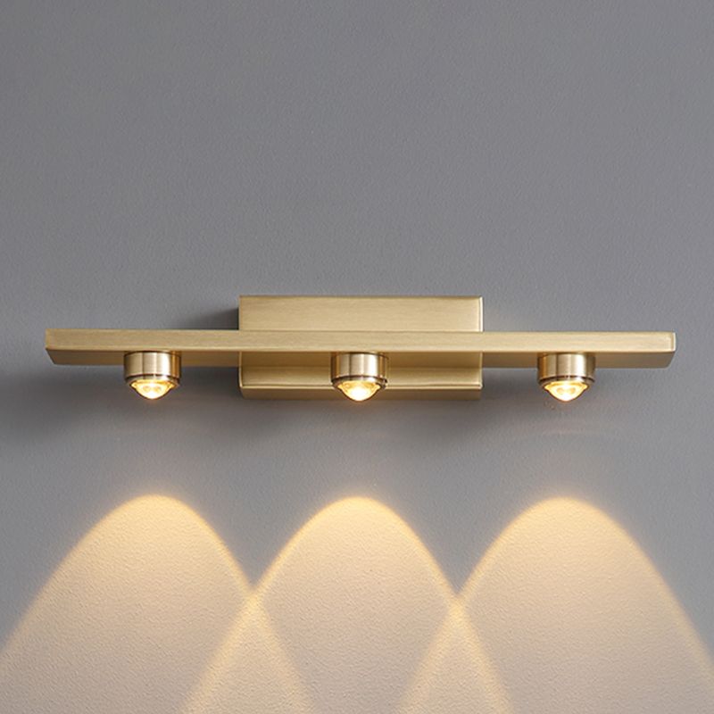 Modern Style Linear Shade Wall Sconce Metal Multi Lights Wall Mounted Lighting in Brass