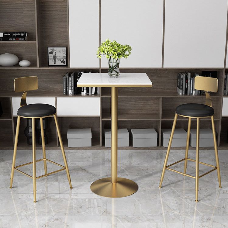 Glam -stijl gouden ijzeren balktafel marmeren top bistro tafel - 21.6 "w x 41.3" h h