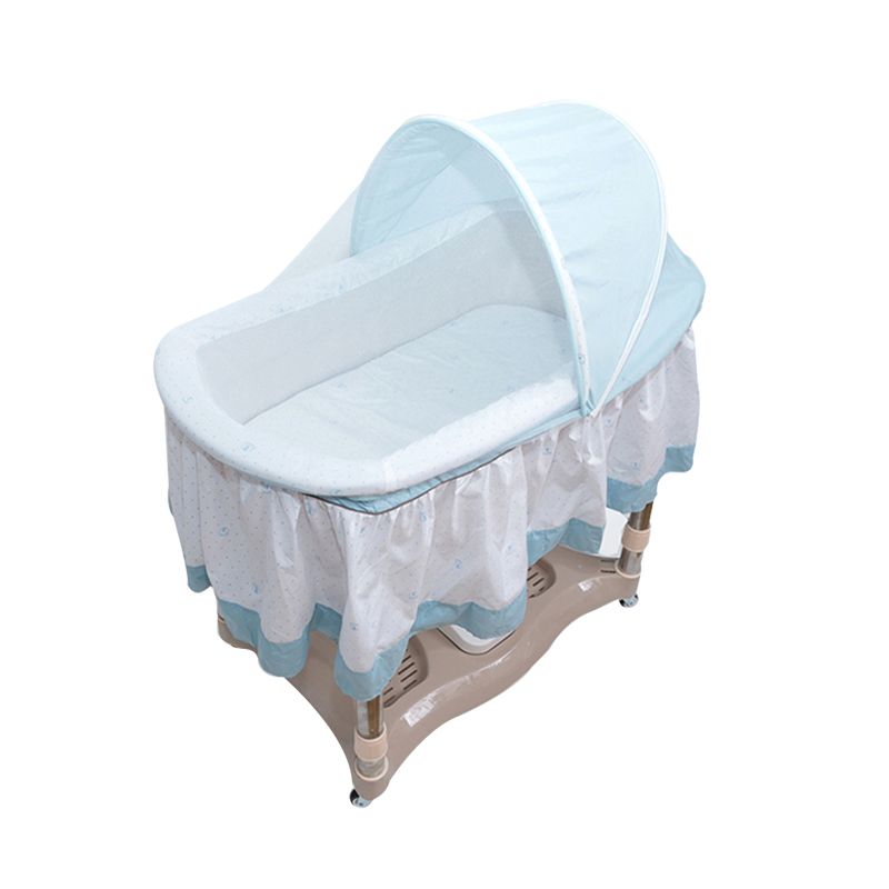 Baby Metal Rocking Bassinet 4 Wheels Crib Cradle with Music Box