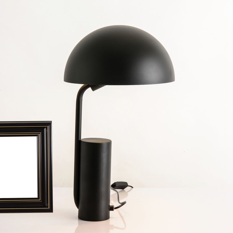 Dome Iron Night Task Lighting Modernist 1-Light Black/White/Pink Desk Light with Cylinder Base