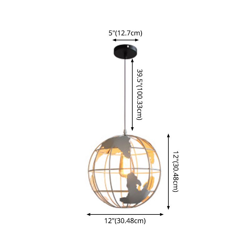 1 Cage légère Globe Plafond Light Industrial Metallic Pendant