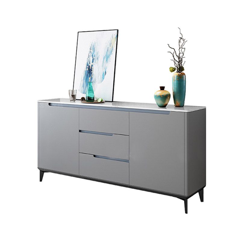 Modern and Contemporary Credenza Stone Buffet with Cabinets and Drawers