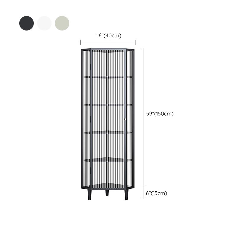 Contemporary Metal Curio Cabinet Corner Unit Display Cabinet with Doors for Dining Room