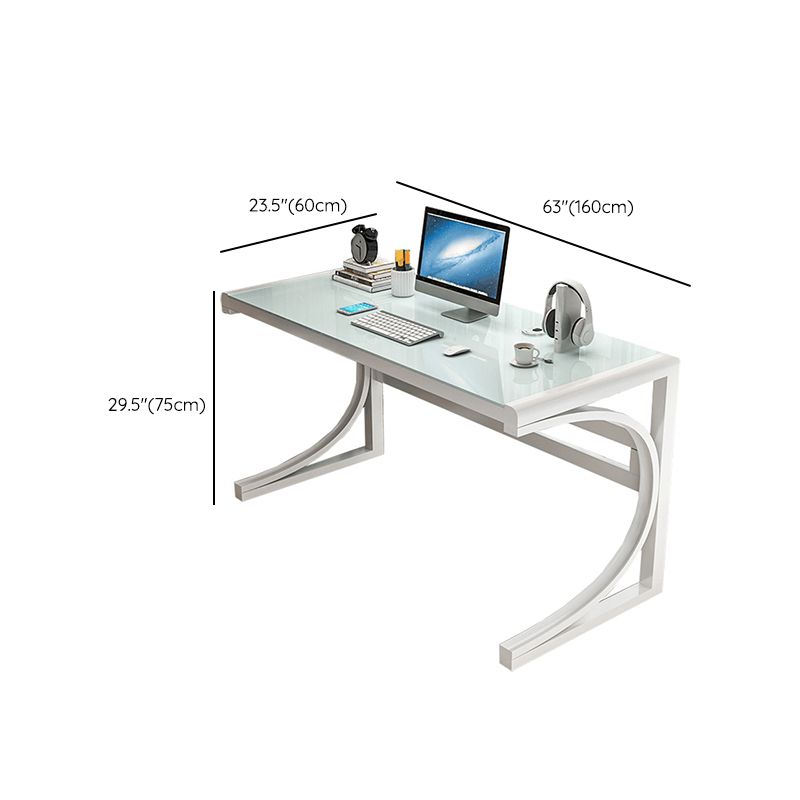 Contemporary Office Desk Glass Antique Finish Computer Desk with Metal Legs