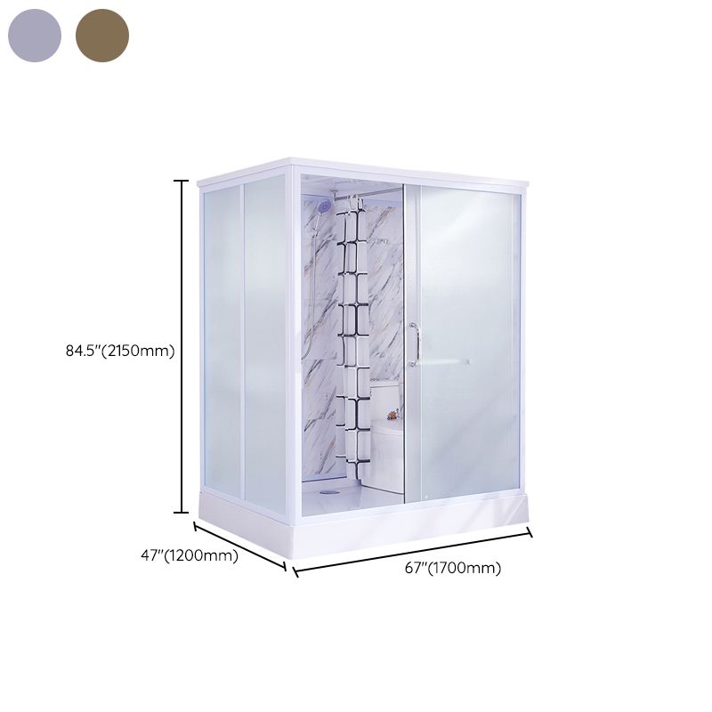 Contemporary Frosted Shower Stall Framed Single Sliding Shower Stall