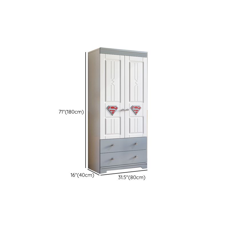 Contemporary Style Wardrobe Armoire Wood Wardrobe Closet With Doors and Drawers