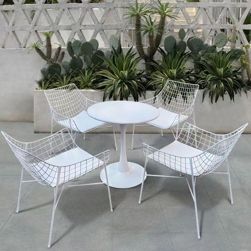 Modern Dining Side Chair Metal Removable Cushion Outdoor Bistro Chairs