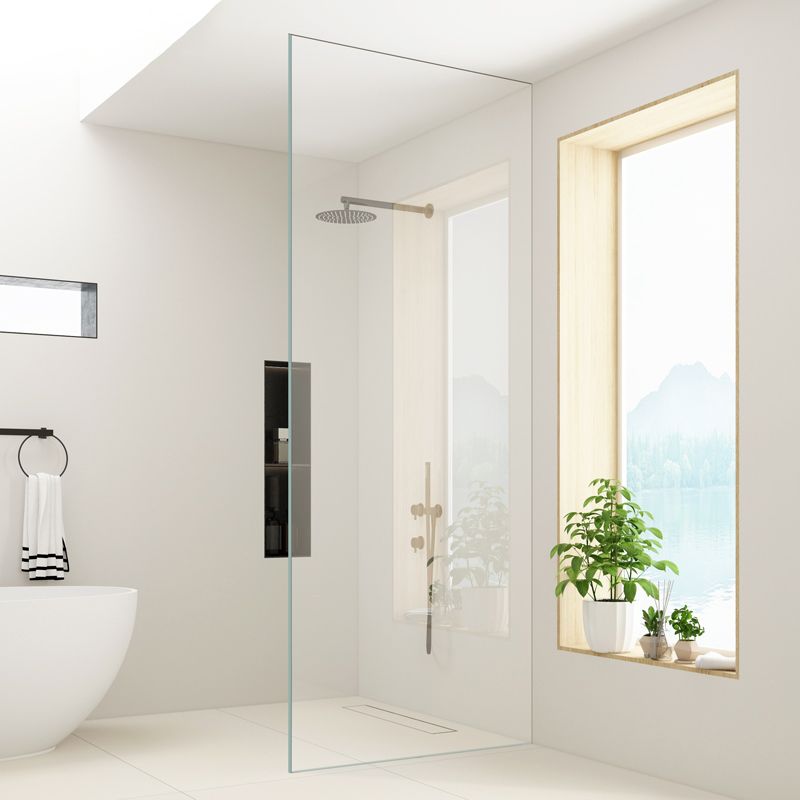 Contemporary Single Fixed Tempered Shower Screen Frameless Transparent Fixed Glass Panel
