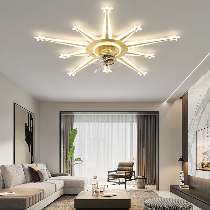 7-Blade LED Fan with Light Contemporary Golden/Black Ceiling Fan for Home