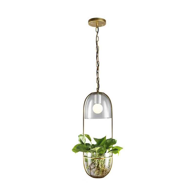 Éclairage pendentif de restaurant ovale Métal industriel 1 Bulbe Gold LED HONGING LIGHTSURS