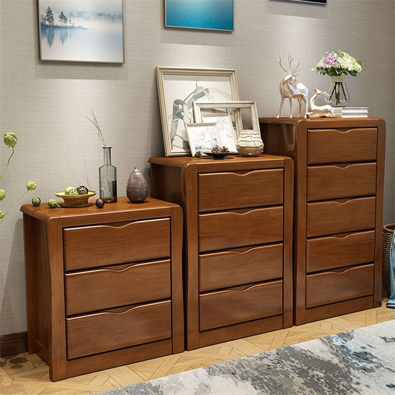 Vertical Rubber Wood Lingerie Chest Traditional Style Storage Chest with 3 / 4 / 5 Drawers