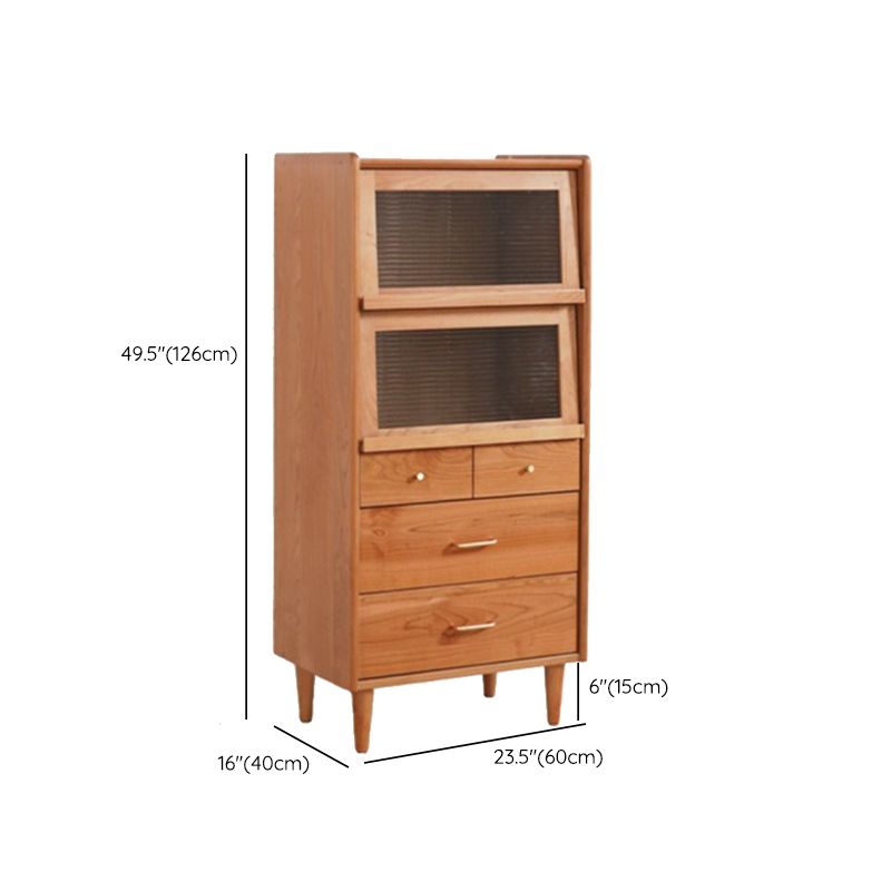 Modern Style Sideboard Cabinet Home Wooden Side Board with Glass Doors